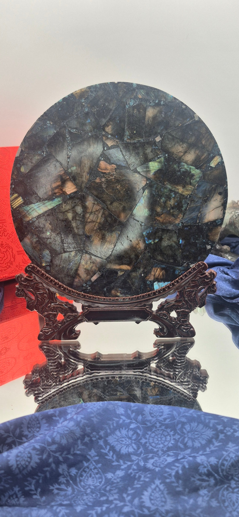 š Large Labradorite Patchwork Plate with Custom Stand