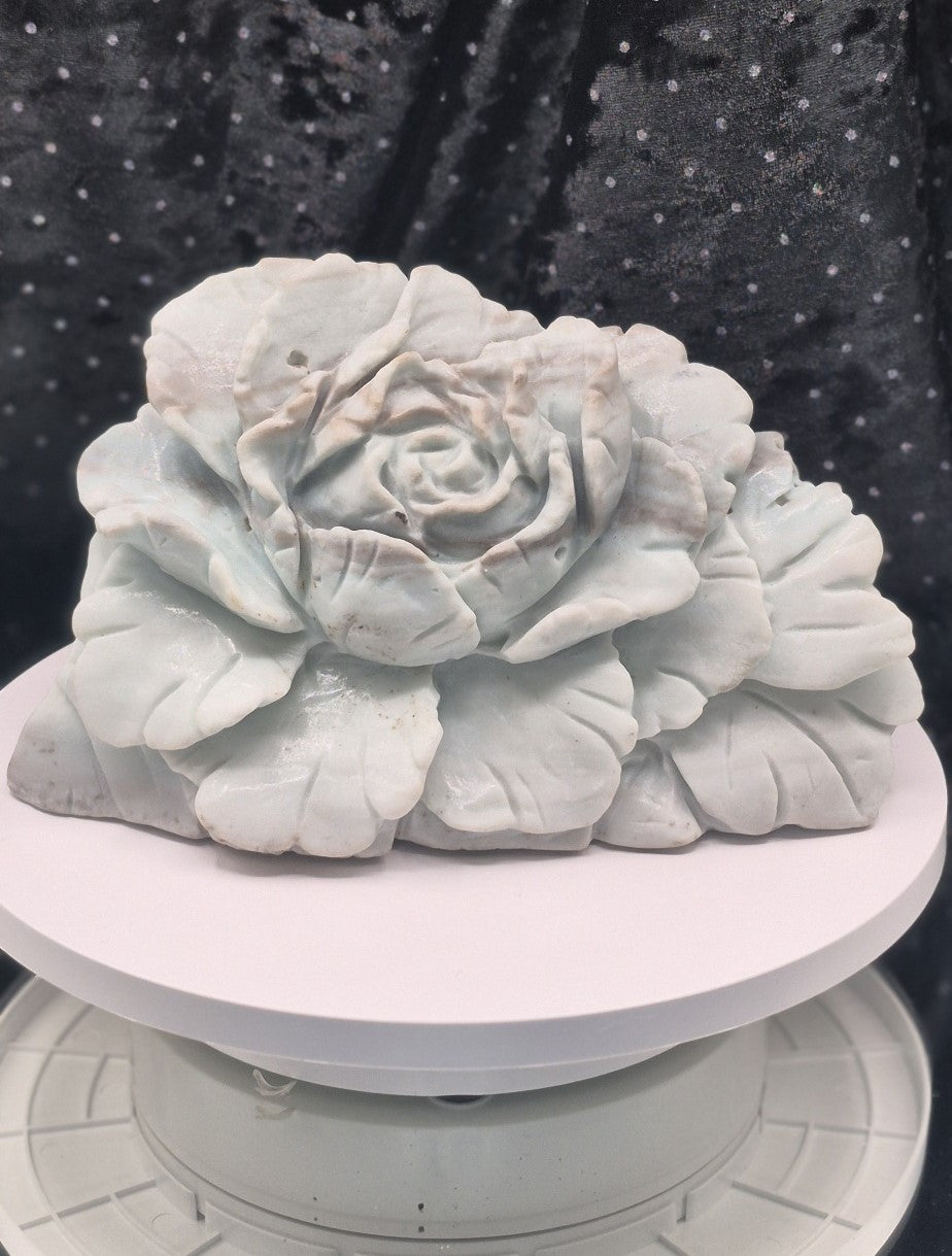 🌹 Large Amazonite Rose Carving #3