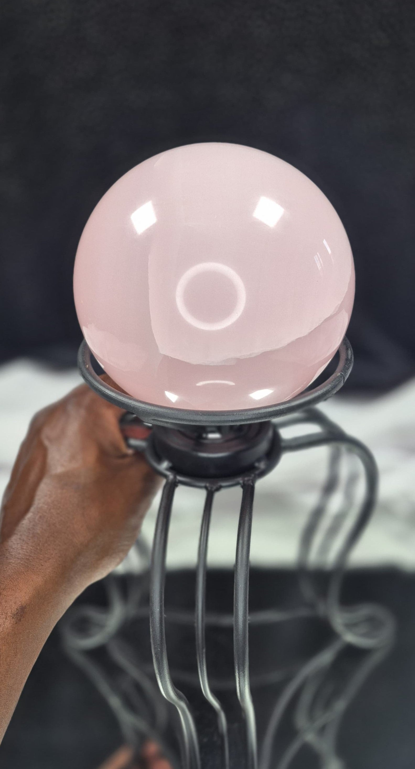 #3 🌸 XLG Pink Calcite (Mangano) Sphere - Holder Sold Separately