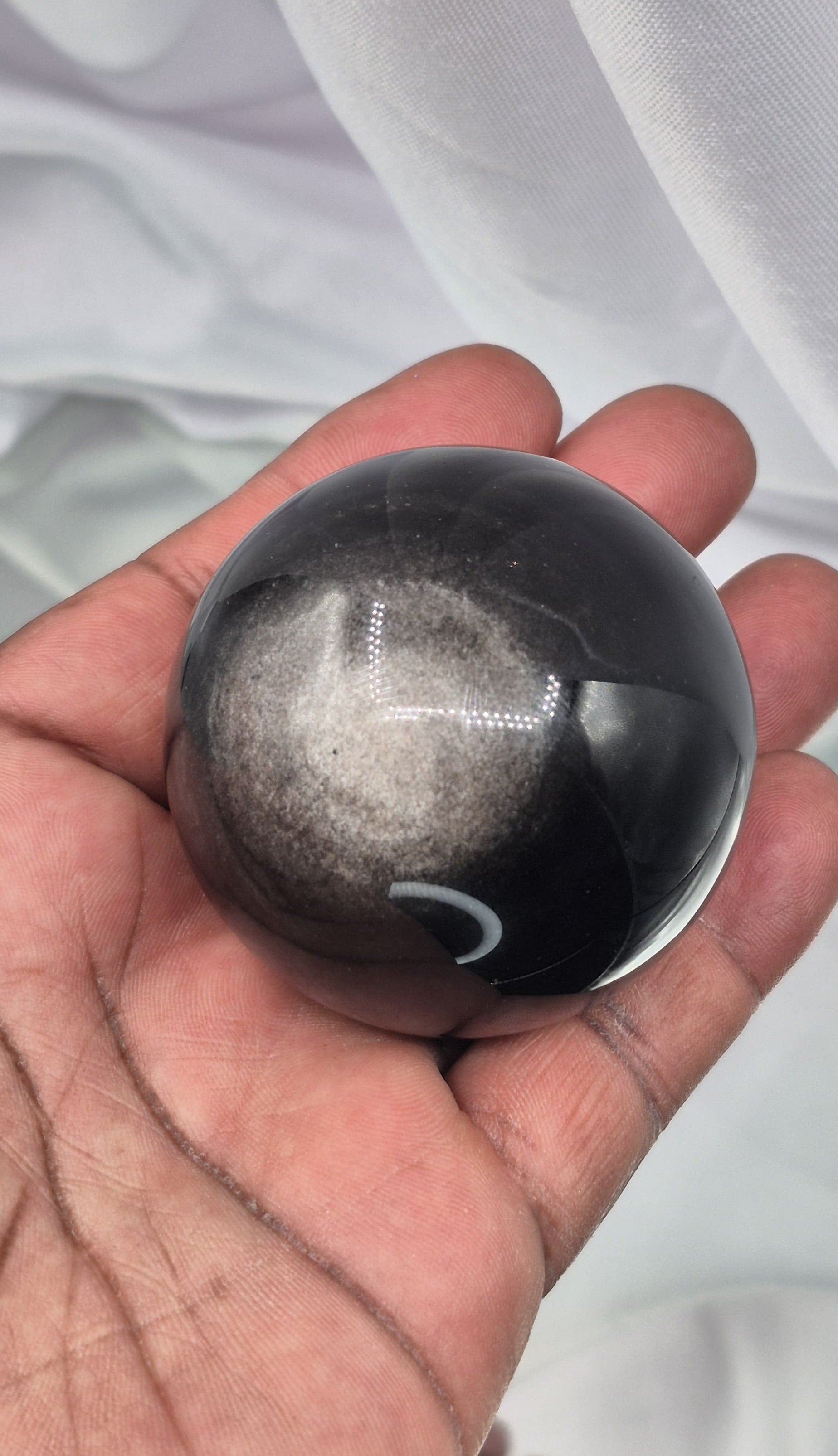 π Silver Sheen Obsidian Sphere