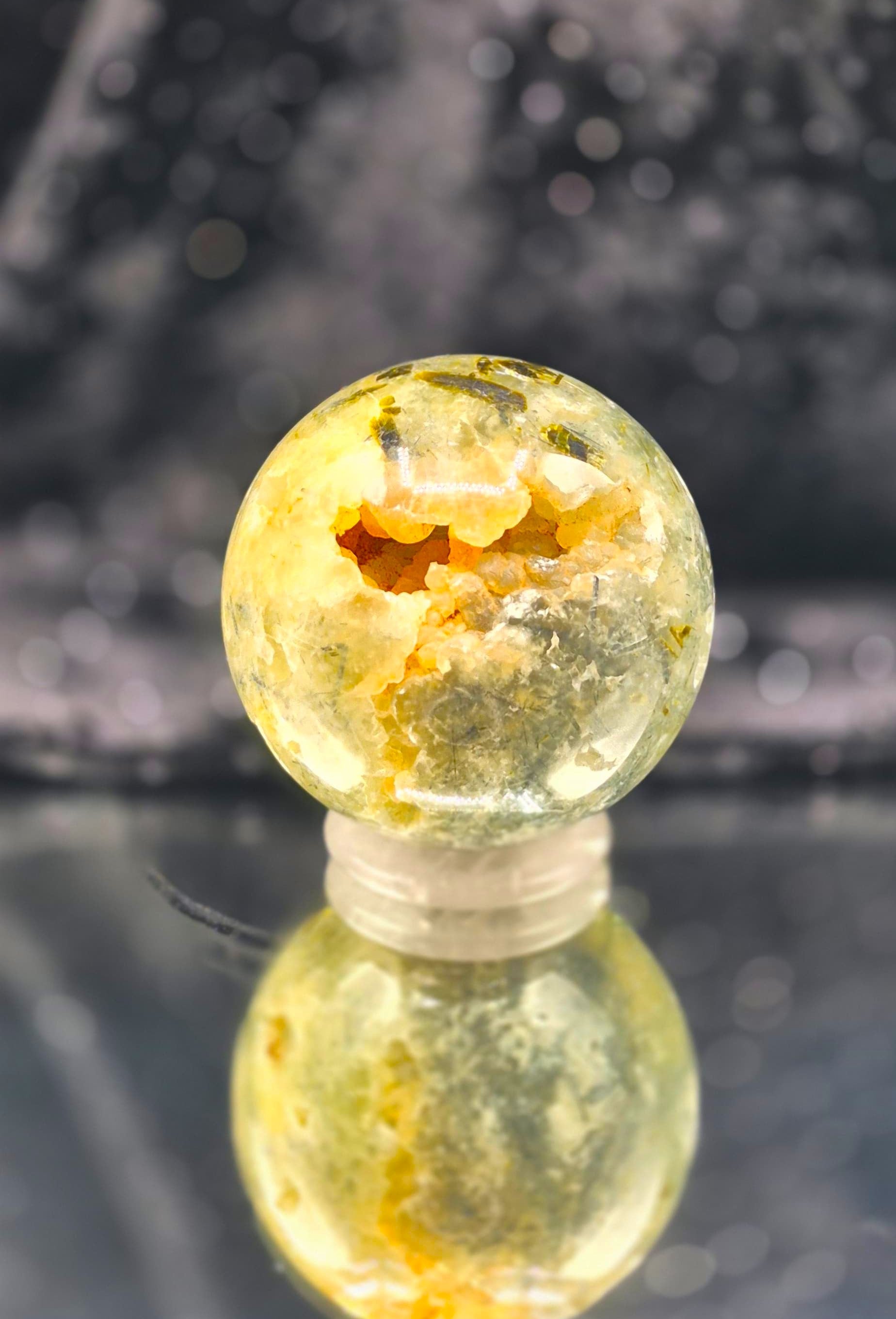 ๐ฟ Prehnite Sphere with Epidote (84mm)