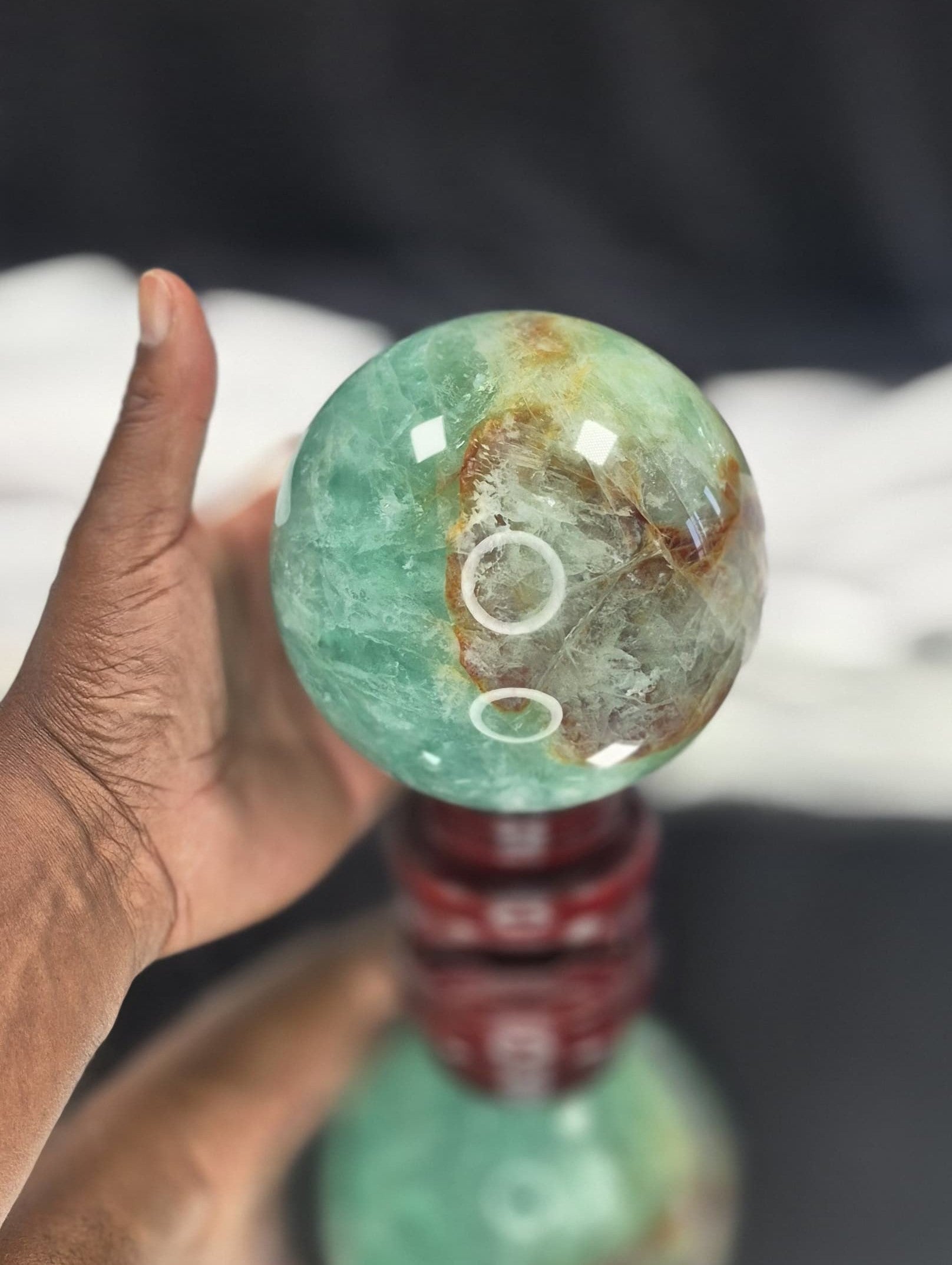 π LRG Light Green and Brown Fluorite Sphere
