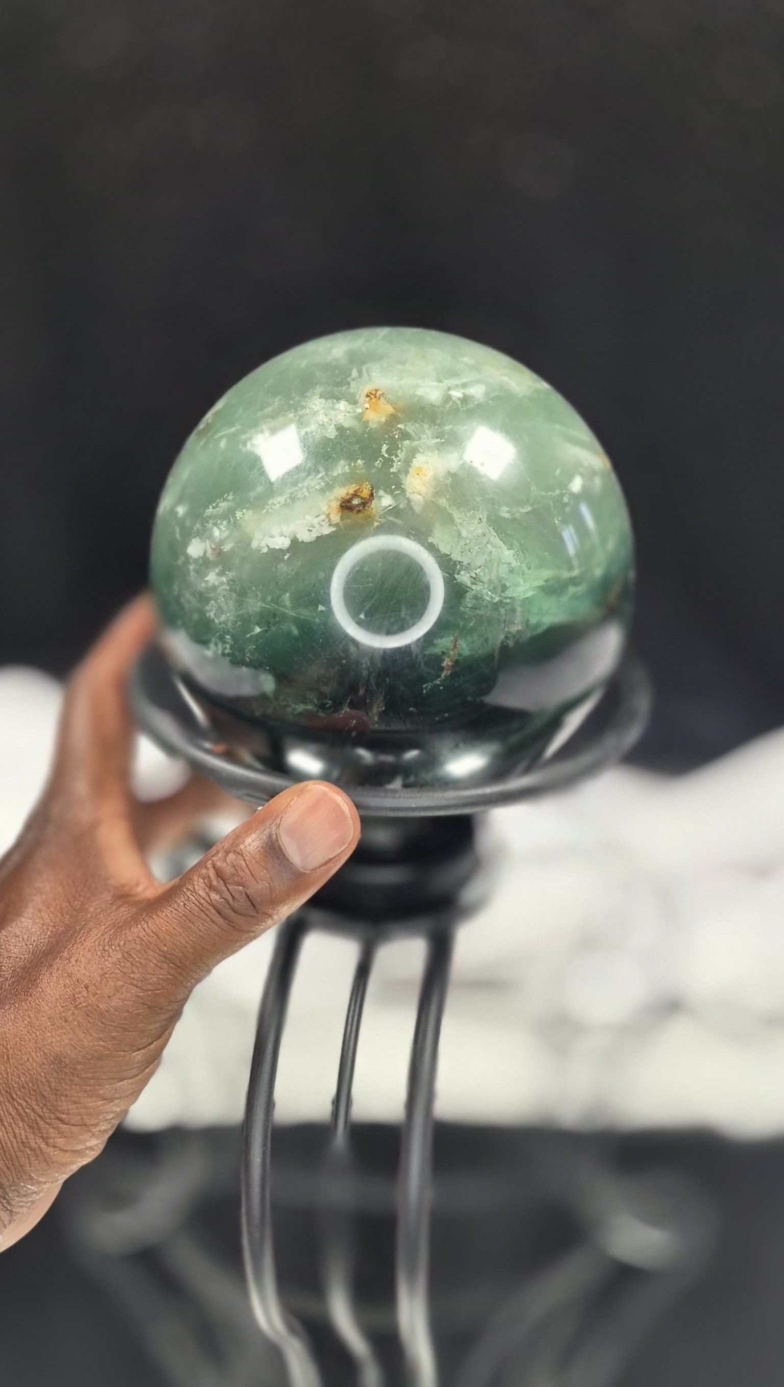 π XLG Green and Dark Purple Fluorite Sphere - Holder Sold Separately