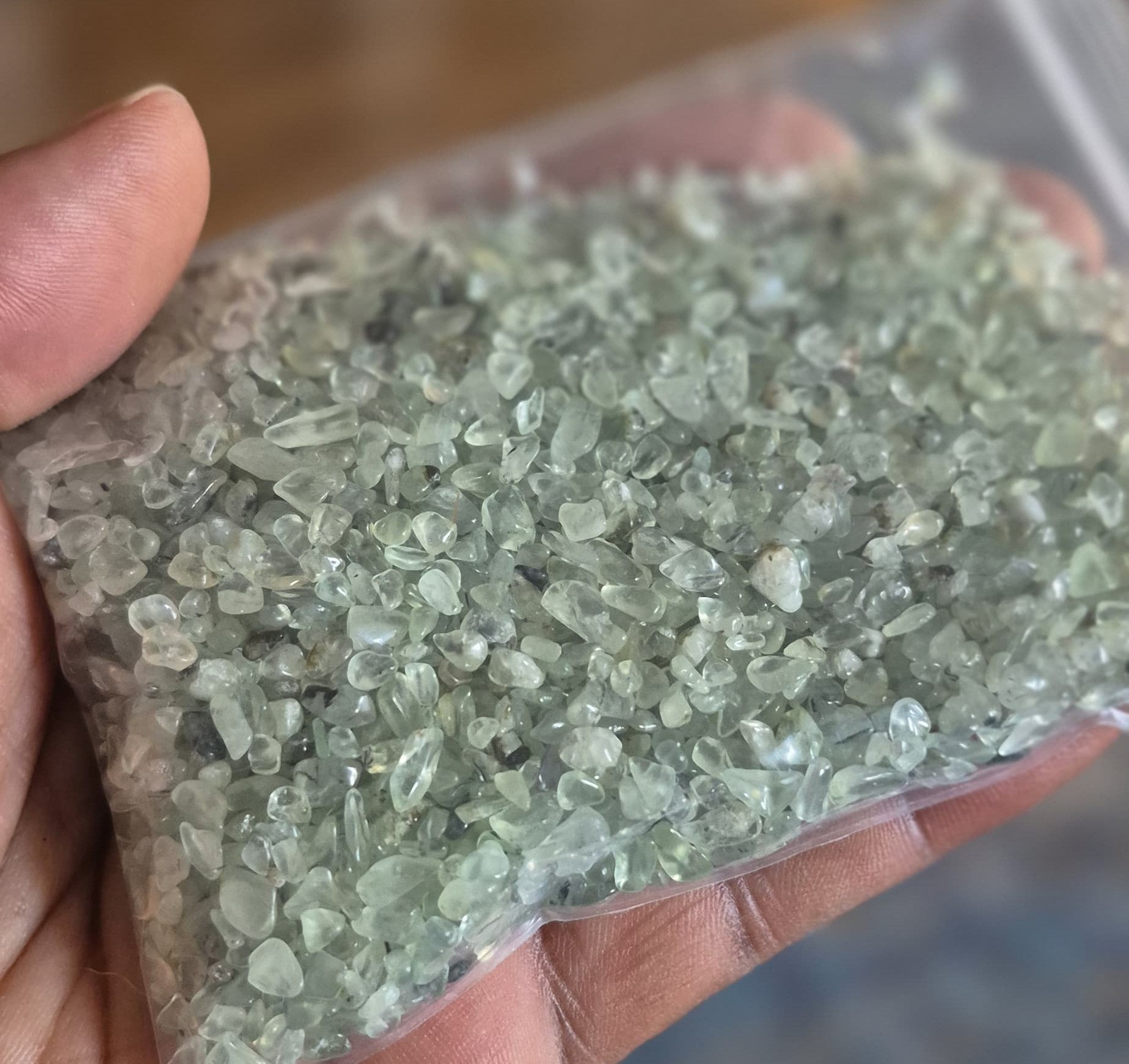 Prehnite Chip Stone Bag