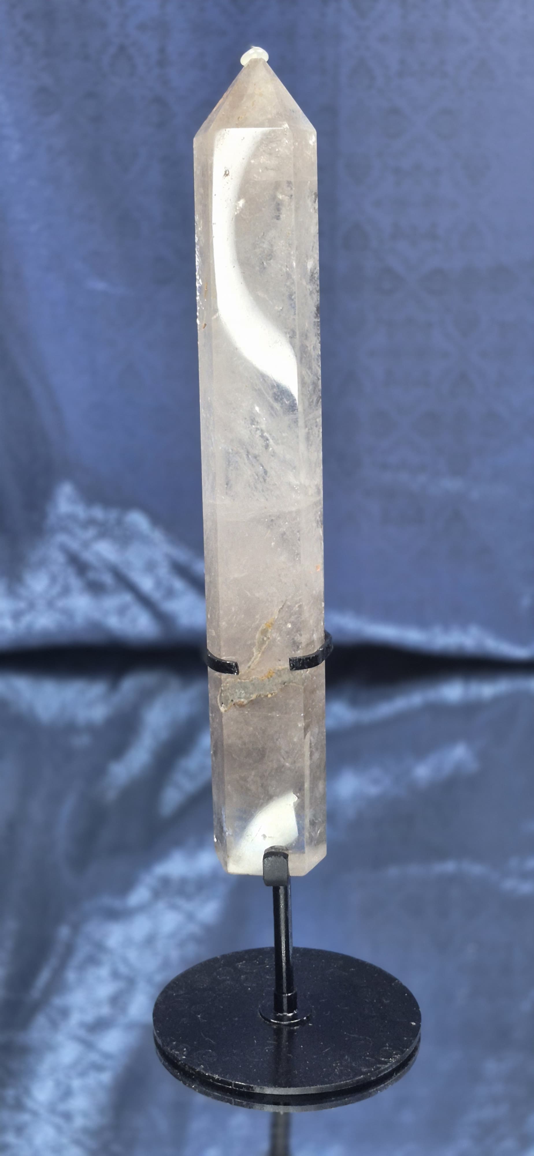 54🤍 Extra-Large Clear Quartz Tower on Custom Metal Stand