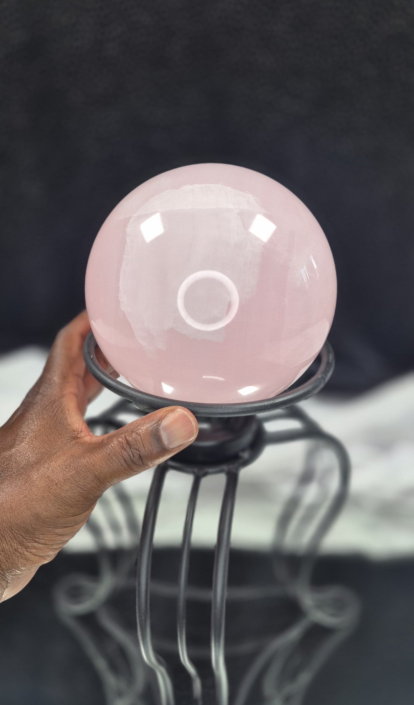 #2 🌸 XLG Pink Calcite (Mangano) Sphere - Holder Sold Separately