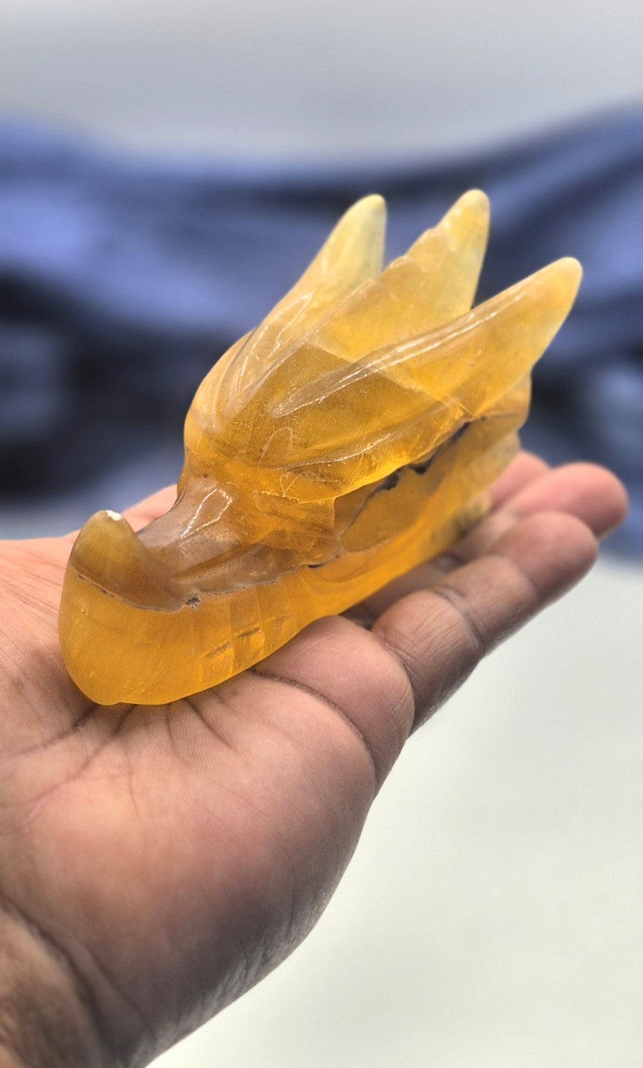 🐉 Yellow Fluorite Dragon Head Carving