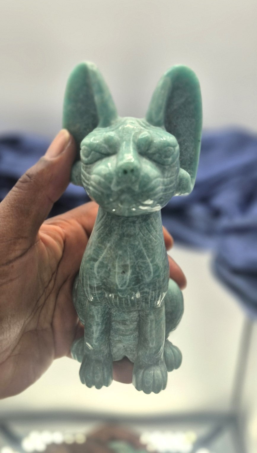 🐾 Amazonite Sphinx Cat Carving