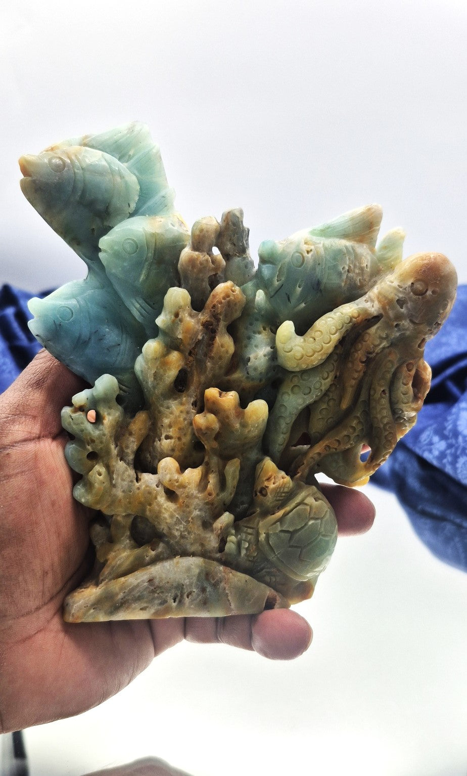 🌊 Amazonite Underwater Sea Life Carving