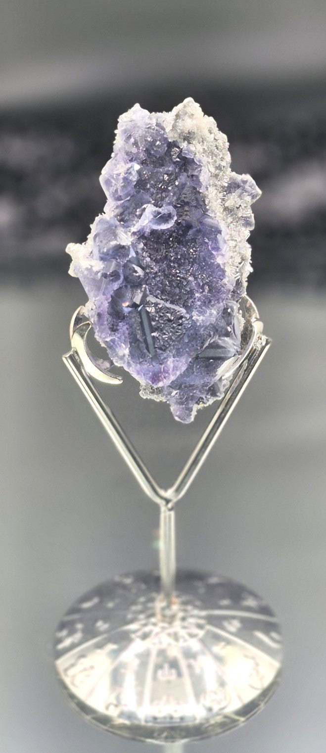 💜 Raw Purple Tanzanite Fluorite with Stand