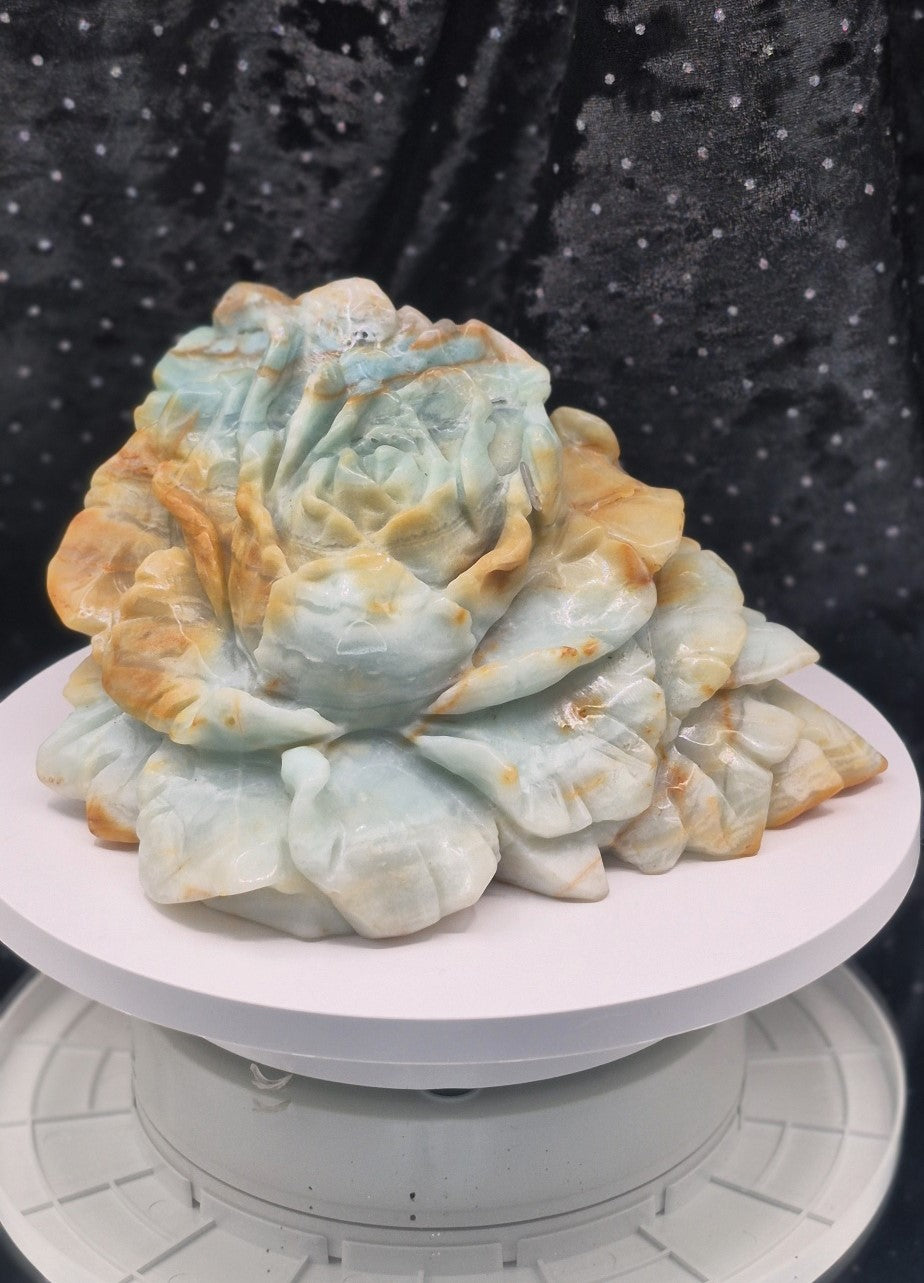 🌹 Large Amazonite Rose Carving #2