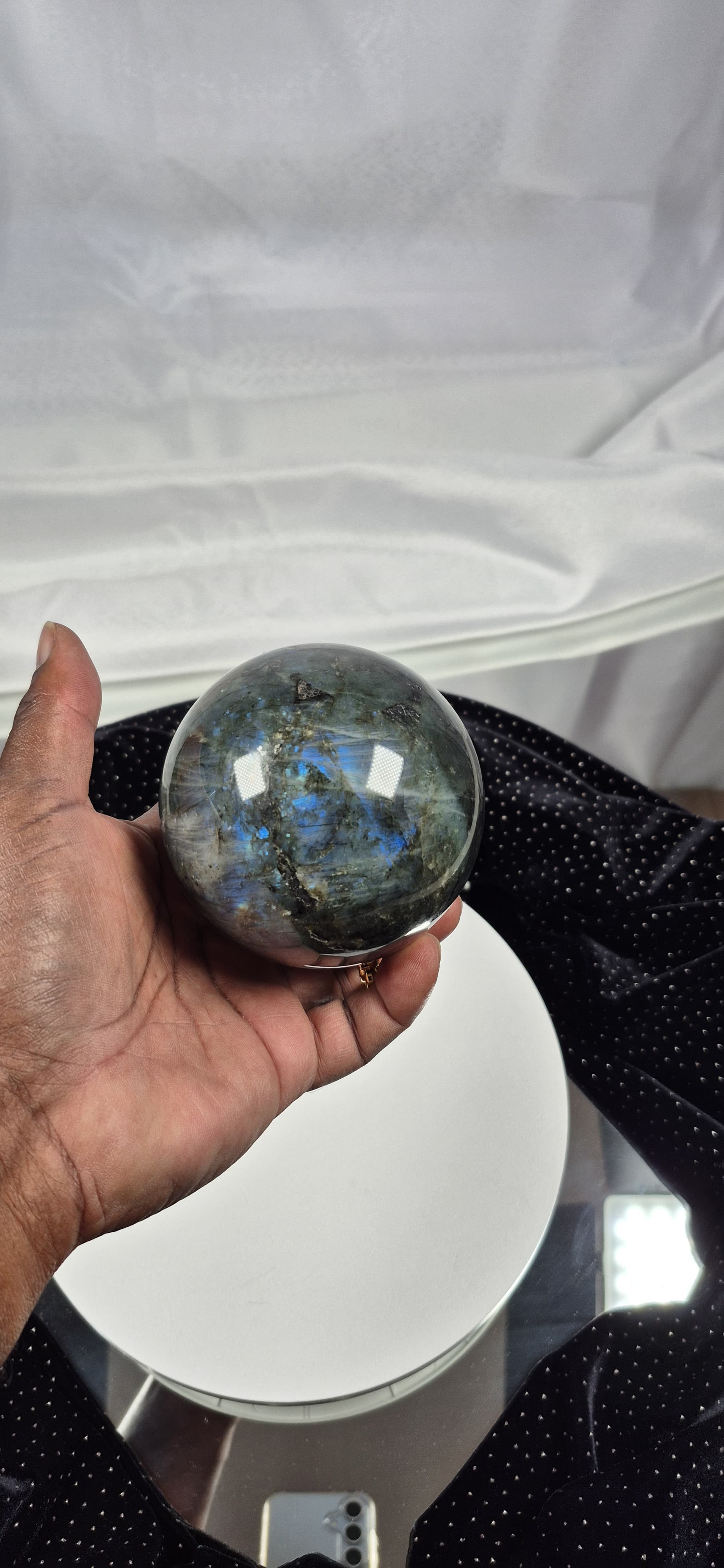 🌌 Labradorite Sphere with Gold Stand