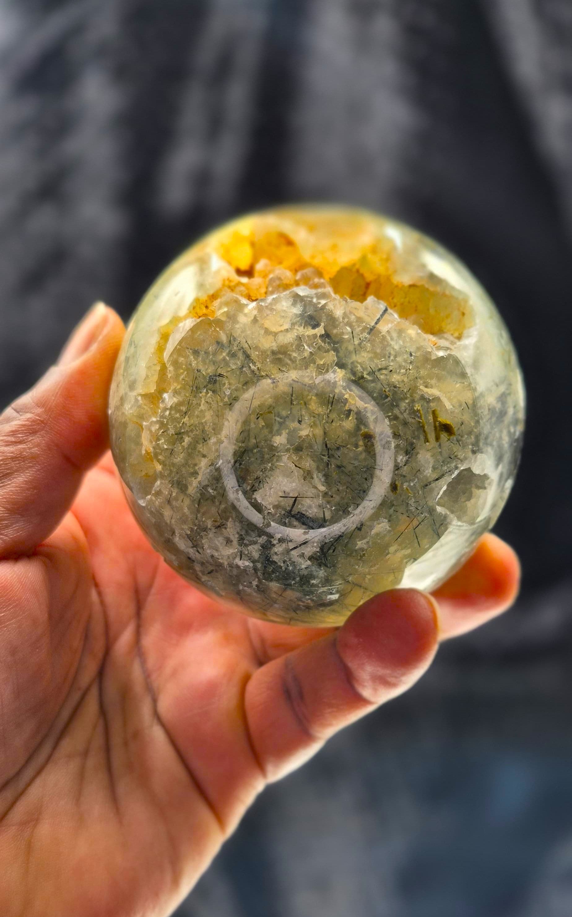 🌿 Prehnite Sphere with Epidote (84mm)