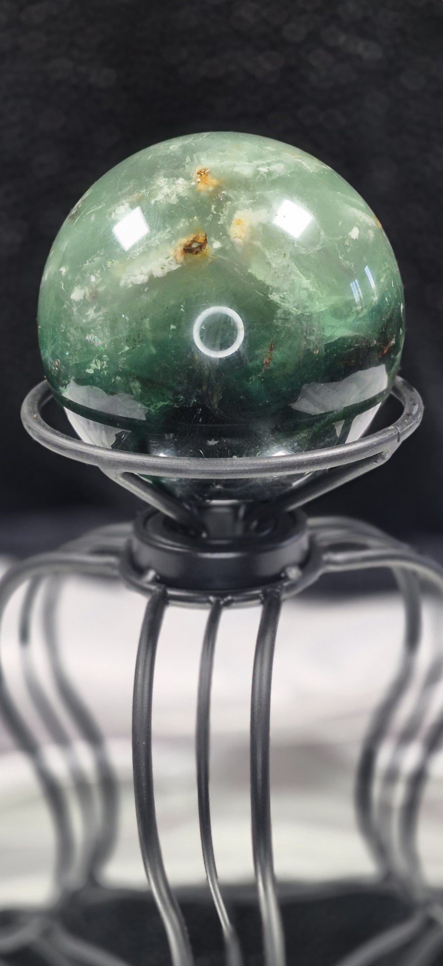 🌈 XLG Green and Dark Purple Fluorite Sphere - Holder Sold Separately
