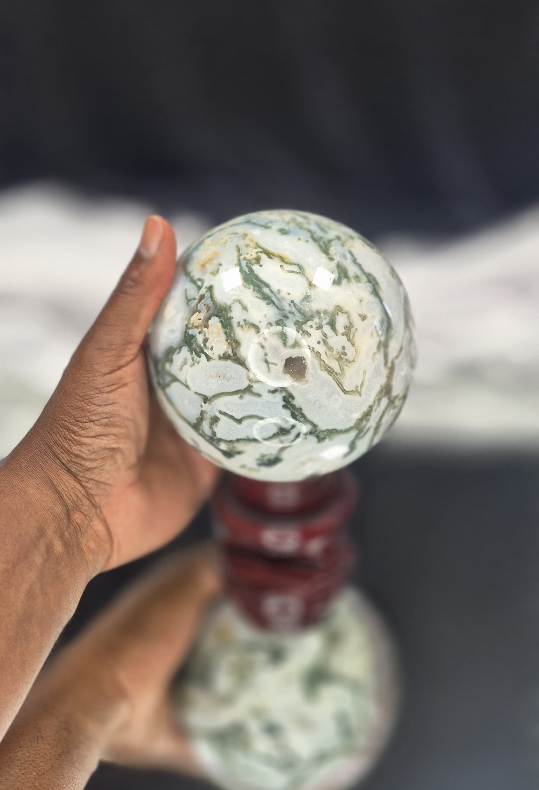 🌿 LRG Moss Agate Sphere