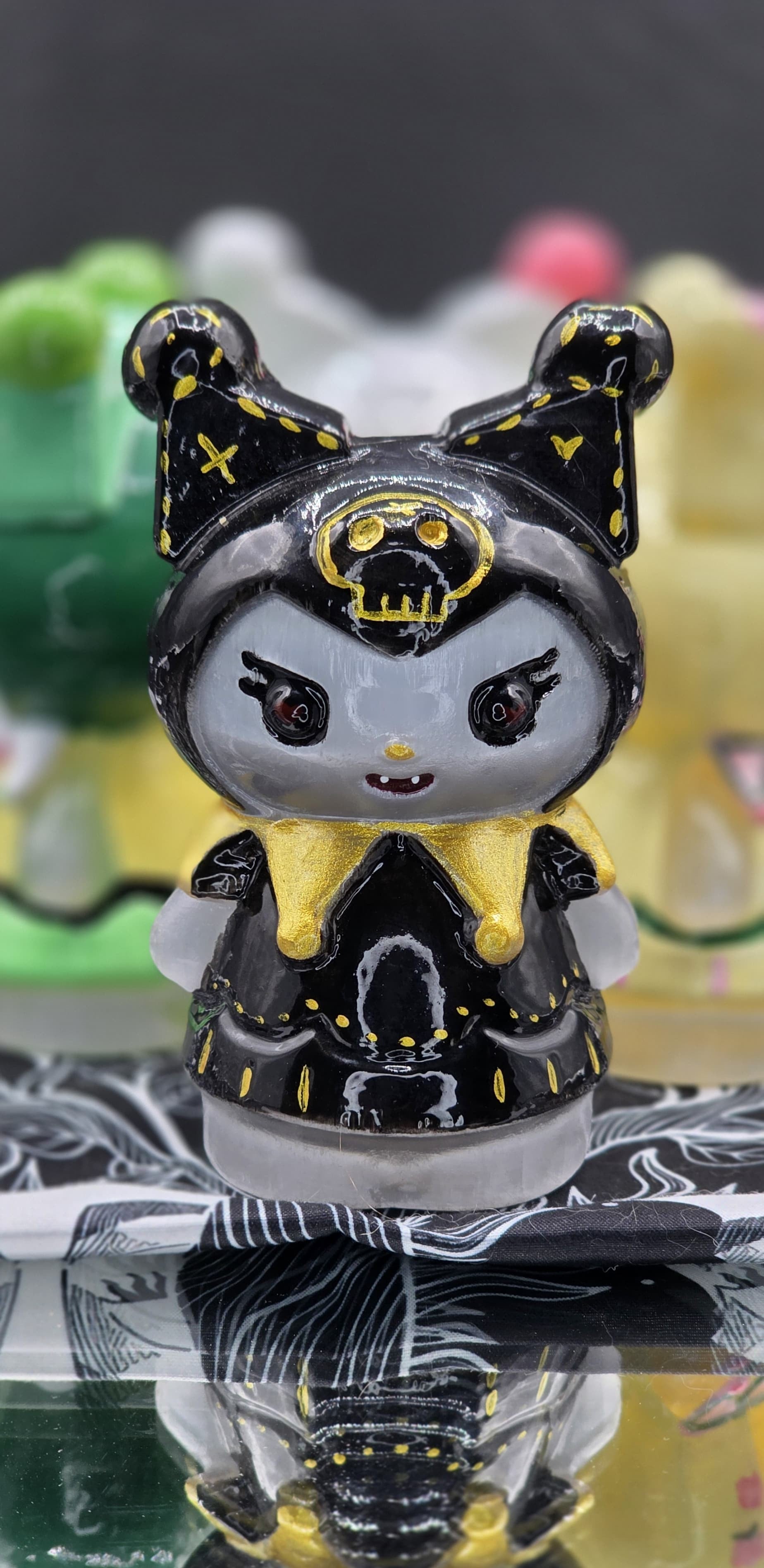 🖤✨ Hand-Painted Kuromi Statue — Pure Selenite Base