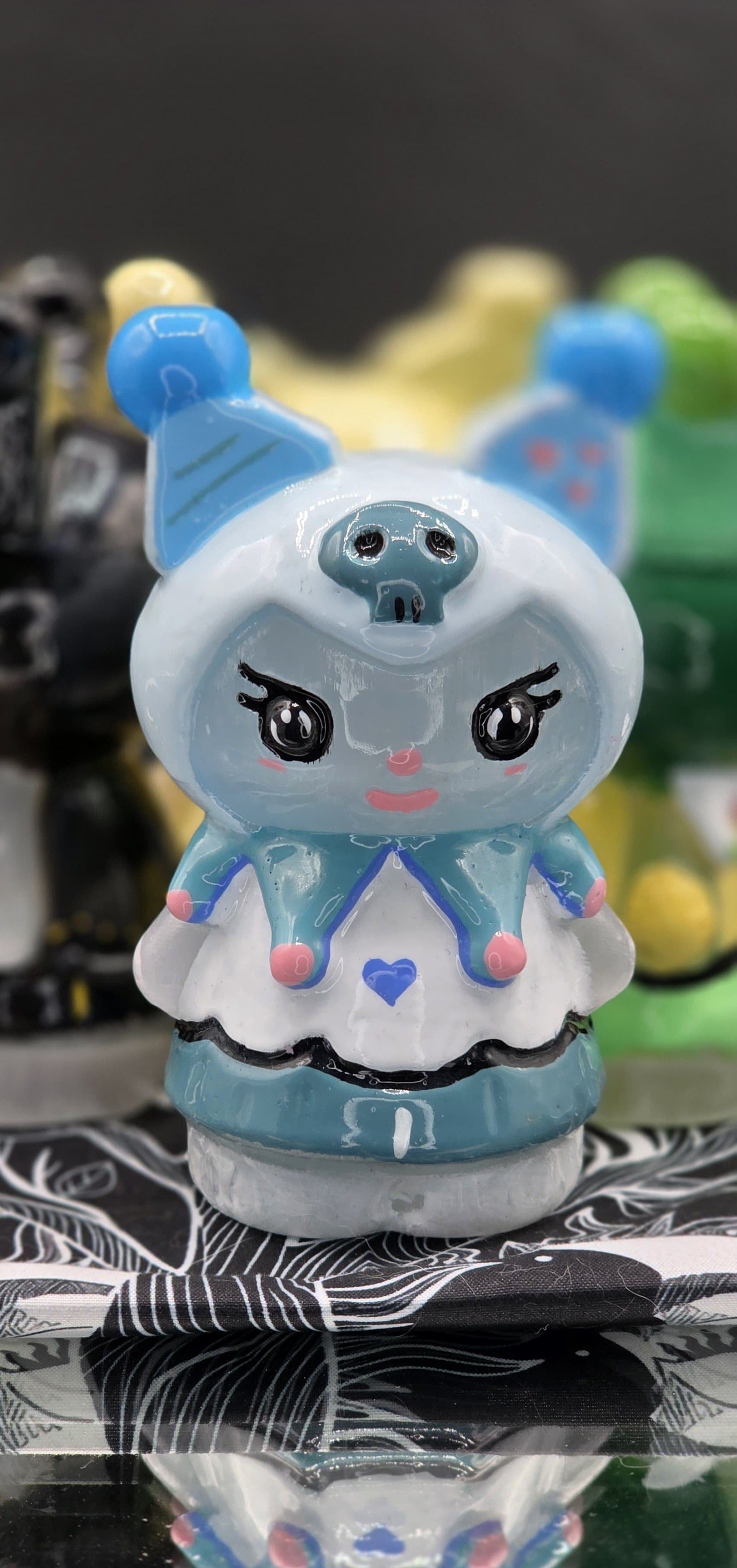 💙❄️ Hand-Painted Kuromi Statue — Pure Selenite Base (Baby Blue Edition)