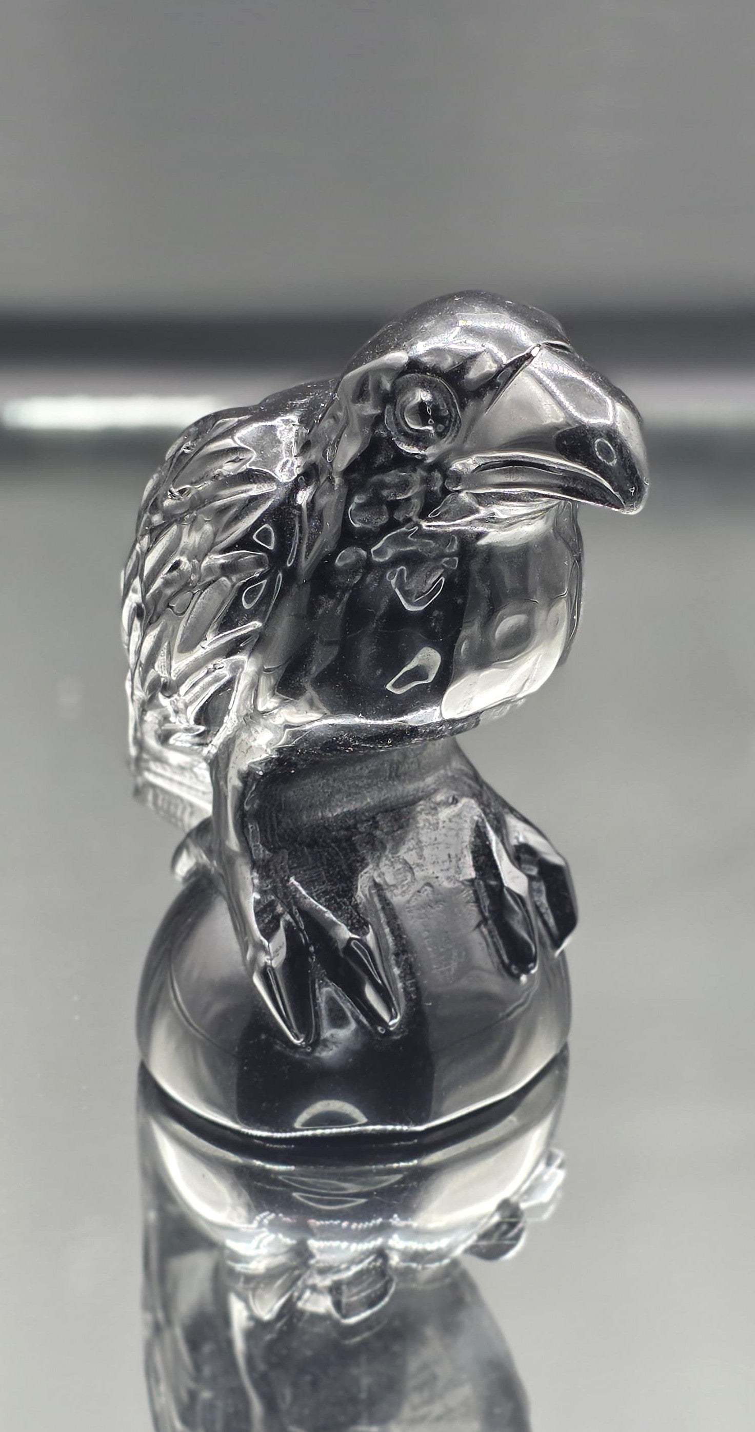 🖤🪶 Rare Hand-Carved Obsidian Raven — Large 6" Sculpture